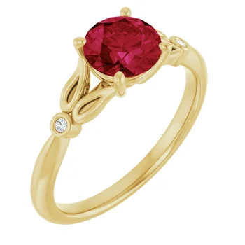 Custom 6.5 mm Round Cut Gemstone Engagement Ring