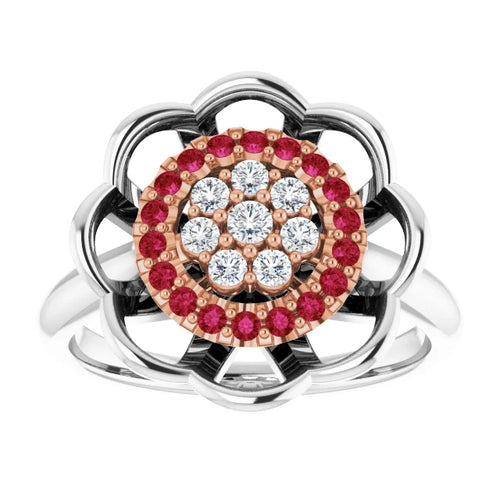 Custom Diamond Halo Flower Petal Ring