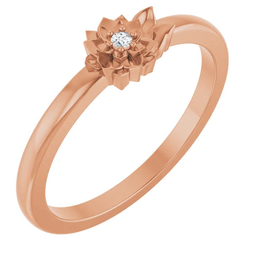 Custom Dainty Flower Ring With 1.5 mm Stone