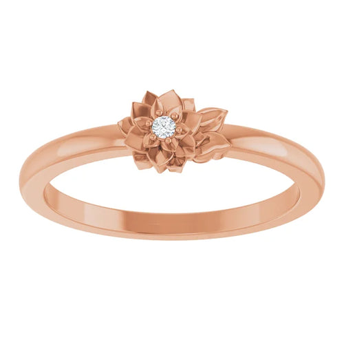 Custom Dainty Flower Ring With 1.5 mm Stone