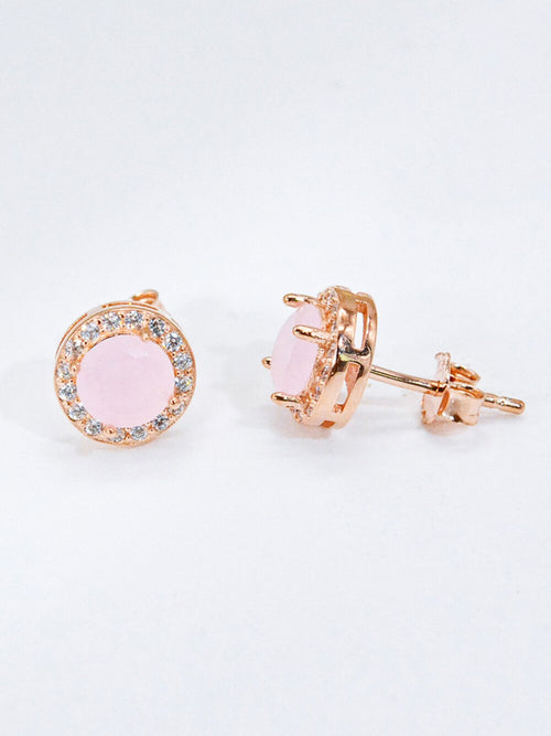 rose quartz earrings|Color:Rose Gold