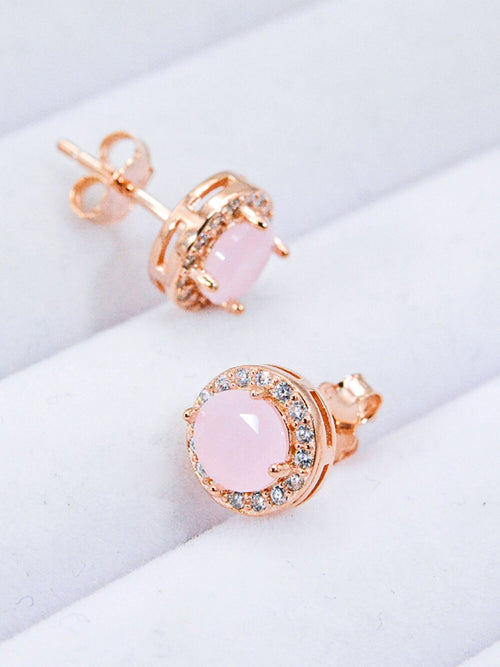 rose quartz earrings|Color:Rose Gold
