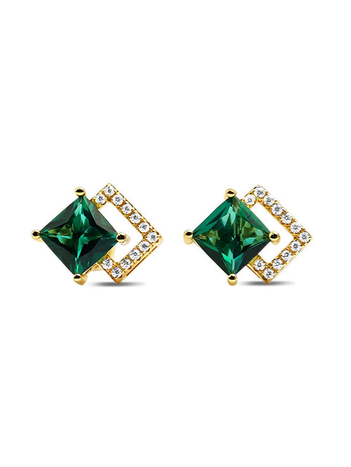front view emerald green dress earrings