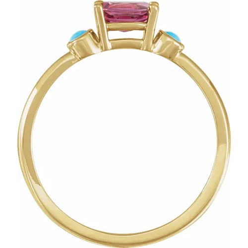 Custom 6x4 Oval Gemstone Ring With 2 mm Side Stone