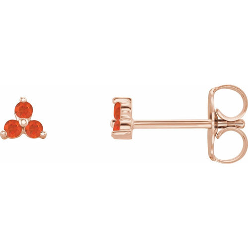 Three Stone Gemstone Earrings - Fire Opal|Material:14K Rose Gold