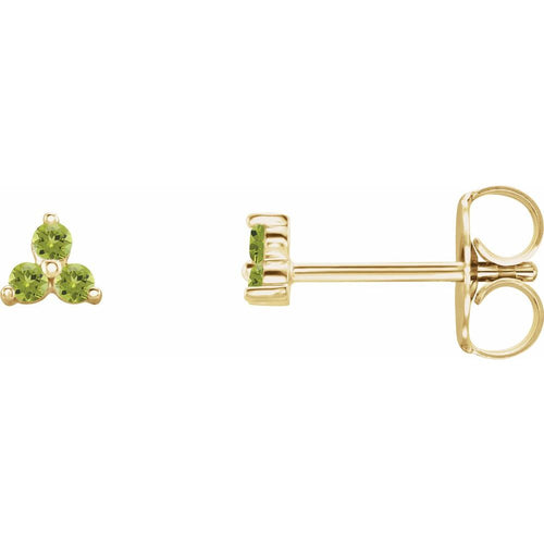 Three Stone Gemstone Earrings - Peridot|Material:14K Yellow Gold