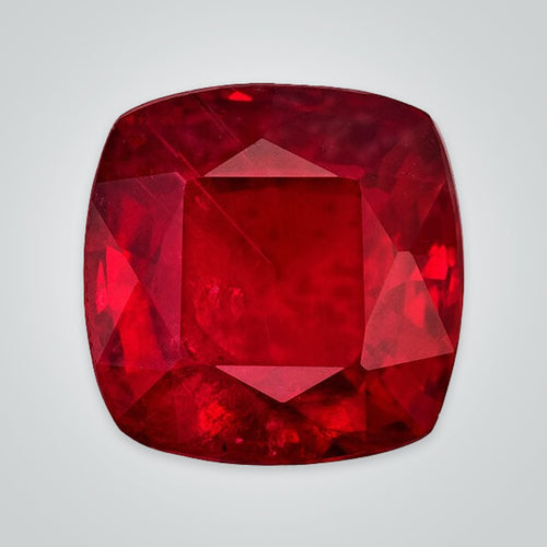 Lab-Grown Pulled Czochralski Ruby - Cushion