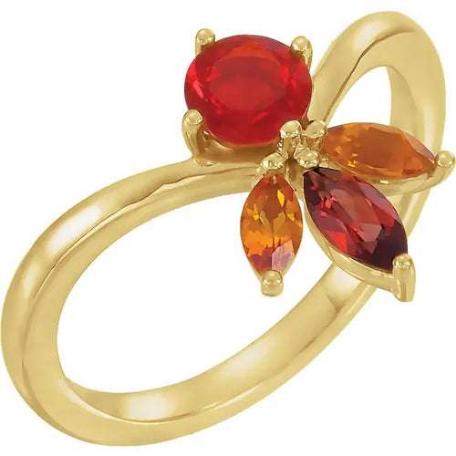 Custom Mamba Ring With Natural Mozambique Garnet and Citrine