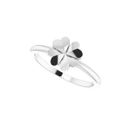 four-leaf clover ring|Material:14K White Gold