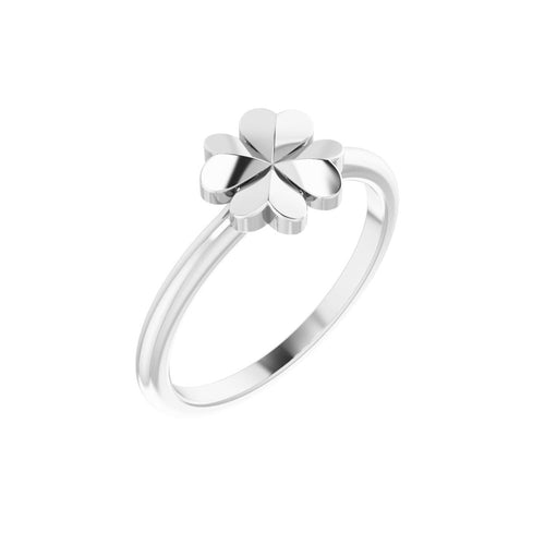 four-leaf clover ring|Material:14K White Gold