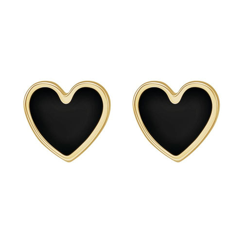 Enamel Heart Earrings|Color:Black