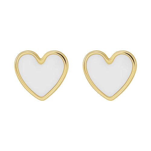 Enamel Heart Earrings|Color:White