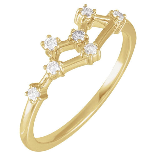 Zodiac Constellation Diamond Ring - Gemini|Material:14K Yellow Gold