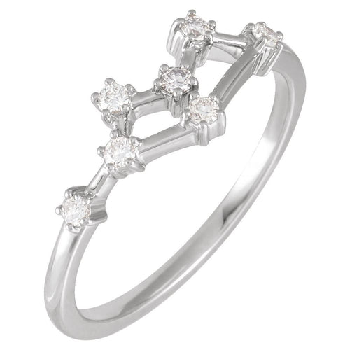 Zodiac Constellation Diamond Ring - Gemini|Material:14K White Gold
