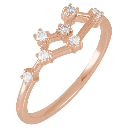 Zodiac Constellation Diamond Ring - Gemini|Material:14K Rose Gold