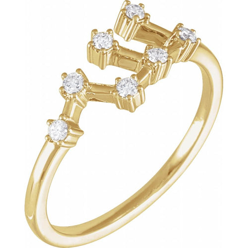 Zodiac Constellation Diamond Ring - Virgo|Material:14K Yellow Gold