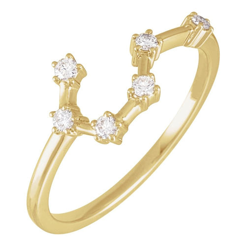 Zodiac Constellation Diamond Ring - Taurus|Material:14K Yellow Gold