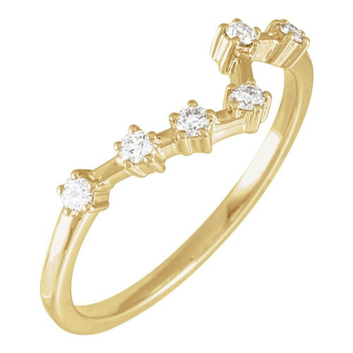 Zodiac Constellation Diamond Ring - Pisces|Material:14K Yellow Gold
