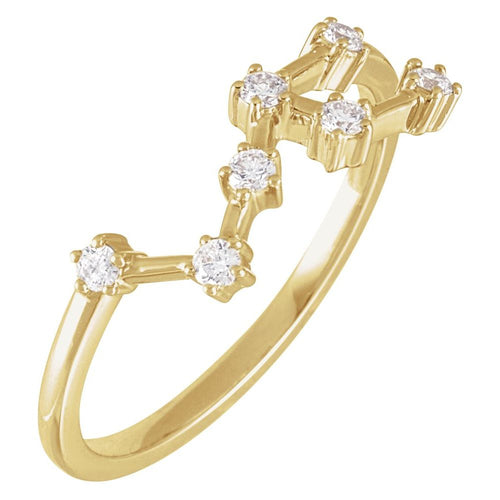 Zodiac Constellation Diamond Ring - Leo|Material:14K Yellow Gold