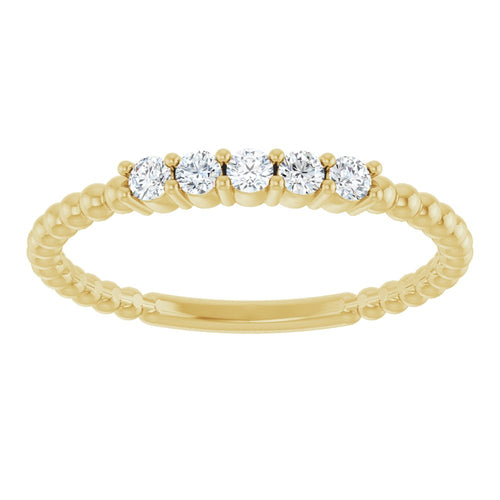 Golden Gemstone Stacking Ring - Lab Diamond|Material:14K Yellow Gold