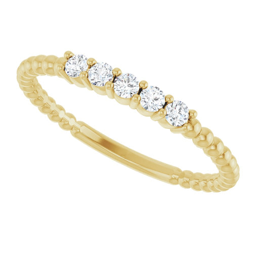 Golden Gemstone Stacking Ring - Lab Diamond|Material:14K Yellow Gold