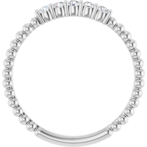 Golden Gemstone Stacking Ring - Lab Diamond|Material:14K White Gold
