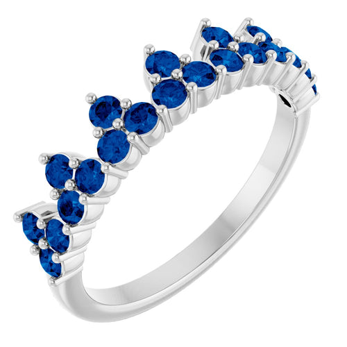 Royal Crown Ring - Sapphire|Material:14K White Gold