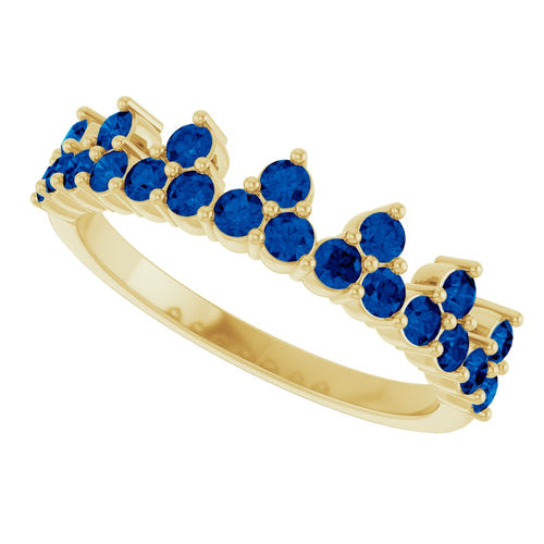 Royal Crown Ring - Sapphire|Material:14K Yellow Gold