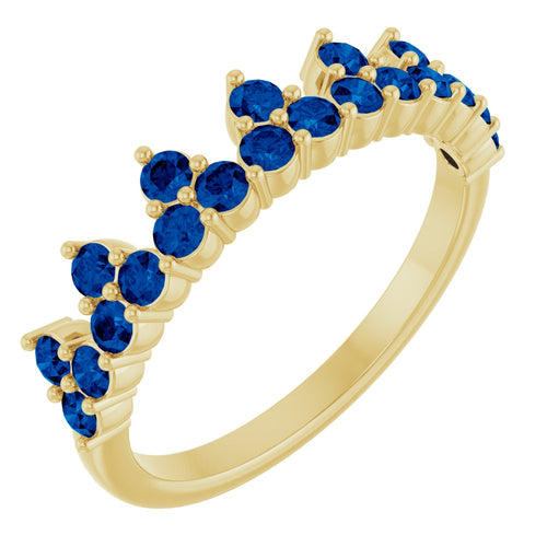 Royal Crown Ring - Sapphire|Material:14K Yellow Gold
