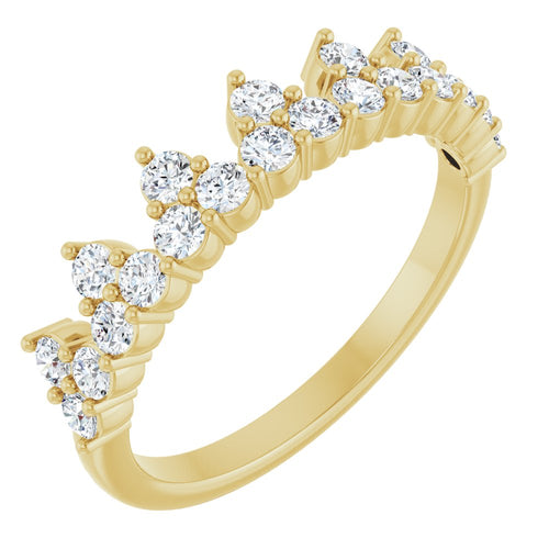 Royal Crown Ring - Diamond|Material:14K Yellow Gold
