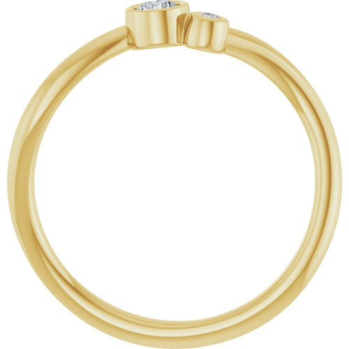 Two Gemstone Ring - Diamond|Material:14K Yellow Gold