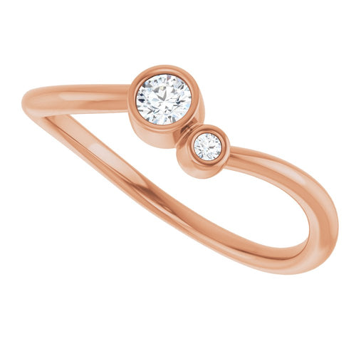 Two Gemstone Ring - Diamond|Material:14K Rose Gold