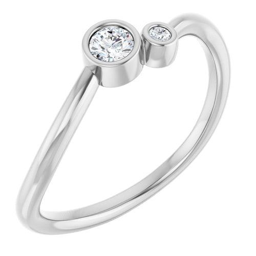 Two Gemstone Ring - Diamond|Material:14K White Gold
