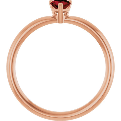 Heart Solitaire Ring - Garnet|Material:14K Rose Gold