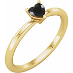 Heart Solitaire Ring - Onyx