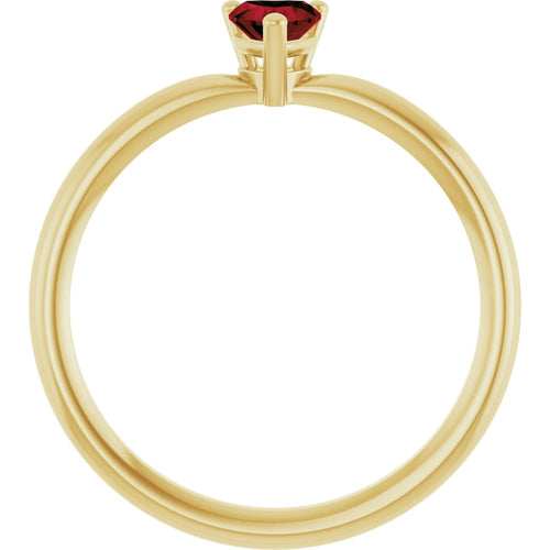 Heart Solitaire Ring - Garnet|Material:14K Yellow Gold