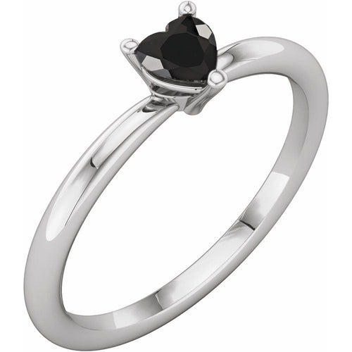 Heart Solitaire Ring - Onyx