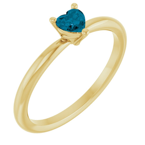 Heart Solitaire Ring - Topaz|Material:14K Yellow Gold