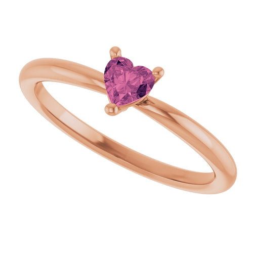 Heart Solitaire Ring - Tourmaline|Material:14K Rose Gold