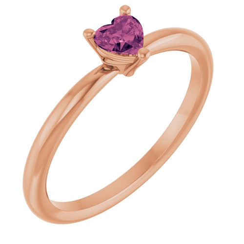 Heart Solitaire Ring - Tourmaline|Material:14K Rose Gold