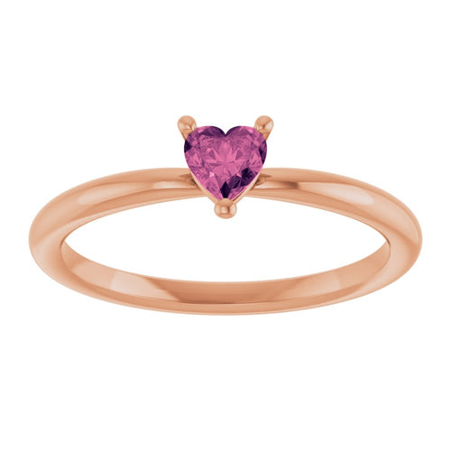 Heart Solitaire Ring - Tourmaline|Material:14K Rose Gold