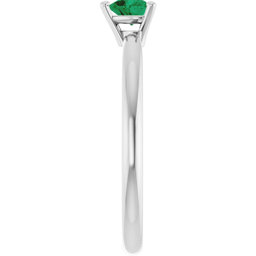 Heart Solitaire Ring - Emerald|Material:Platinum