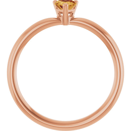 Heart Solitaire Ring - Citrine|Material:14K Rose Gold