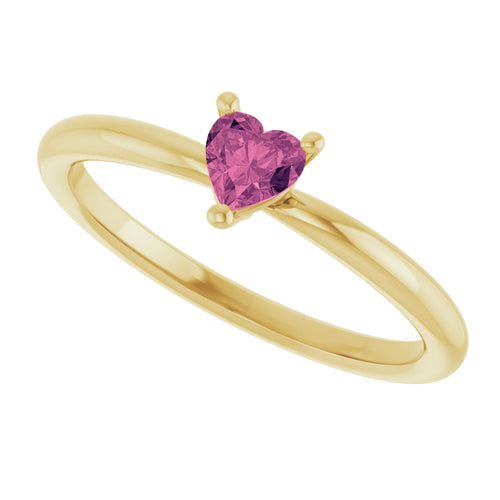 Heart Solitaire Ring - Tourmaline|Material:14K Yellow Gold