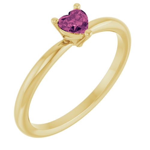 Heart Solitaire Ring - Tourmaline|Material:14K Yellow Gold