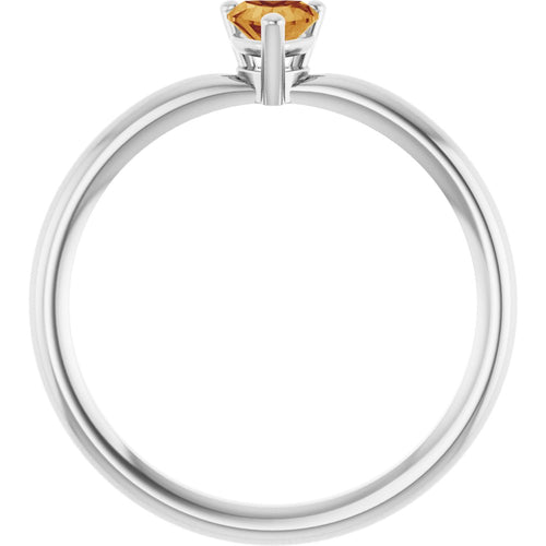 Heart Solitaire Ring - Citrine|Material:14K White Gold