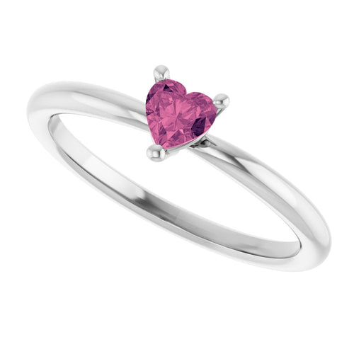 Heart Solitaire Ring - Tourmaline|Material:14K White Gold