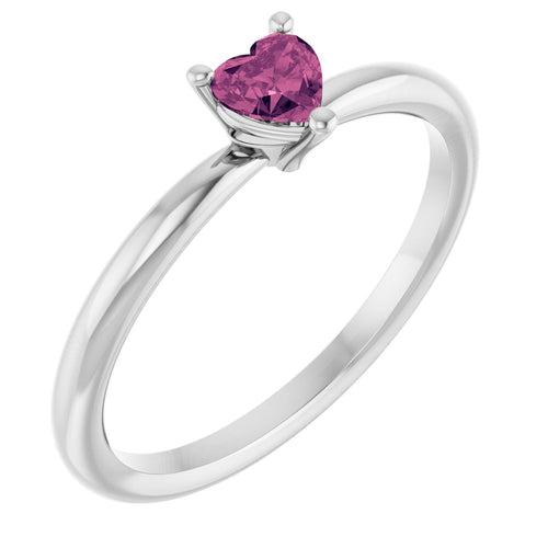 Heart Solitaire Ring - Tourmaline|Material:14K White Gold