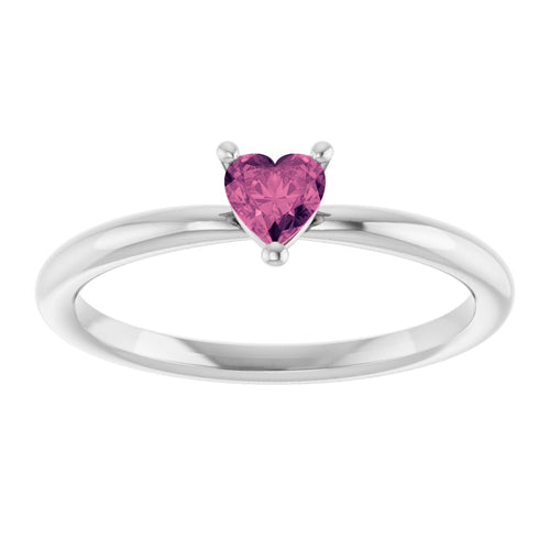 Heart Solitaire Ring - Tourmaline|Material:14K White Gold