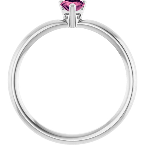 Heart Solitaire Ring - Tourmaline|Material:14K White Gold